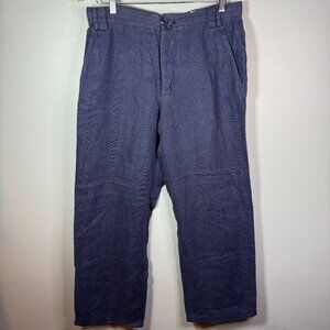 Gianni Versace Men's Classic Navy Blue Linen Pants Size IT 50 Vintage Button Fly
